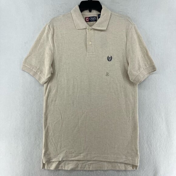 Chaps Ralph Lauren Polo Shirt Men's Sz S Oatmeal Cream High Low Hem Short Sleeve - Picture 1 of 13